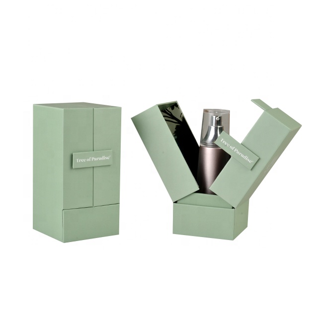Brand Perfume Packaging Custom Printed Double Open Rigid Cardboard Perfume Box