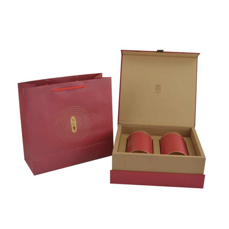 Gongfu Tea Retro Packaging Custom Printed Logo Rigid Cardboard Flip Lid Tea Cup Packaging Gift Box 