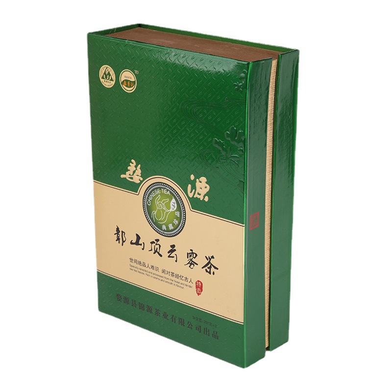 China Gong Fu Tea Packaging Custom Rigid Cardboard Flip Lid Book Shaped Tea Box Packaging For Gift