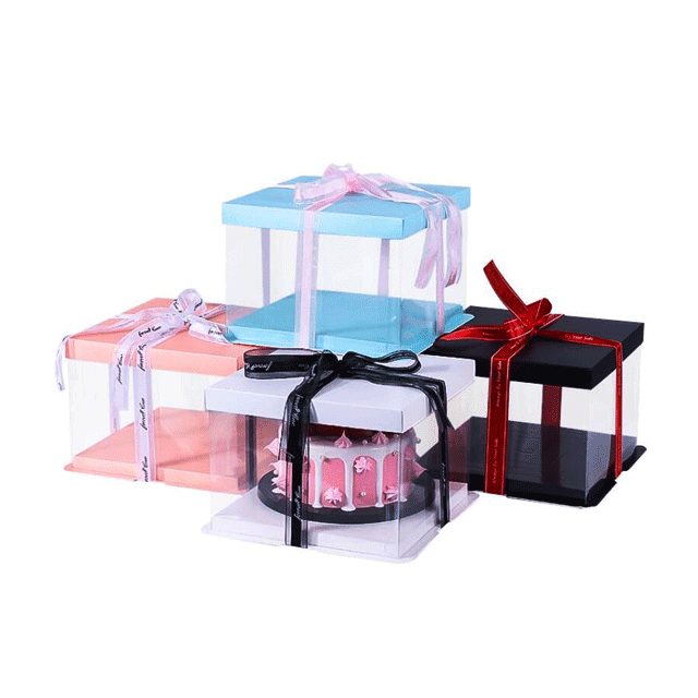 Custom Wholesale Cake Transparent Plastic Packaging Square Gift Box