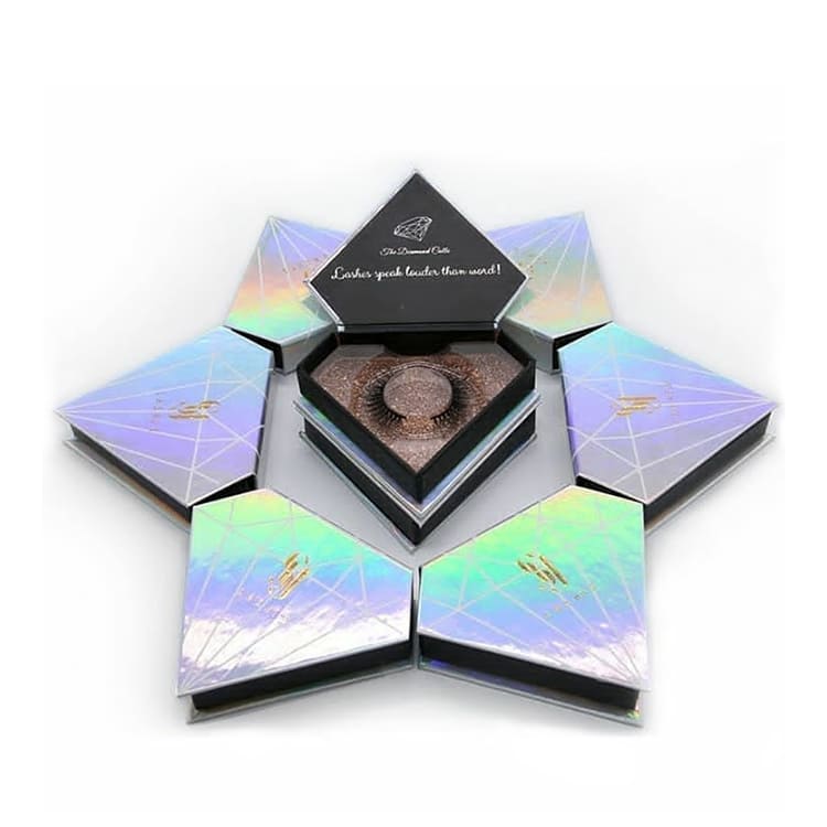 Creative Design Eyelash Packaging Custom Made Diamond Shaped Fake Lashes Packaging Boxes