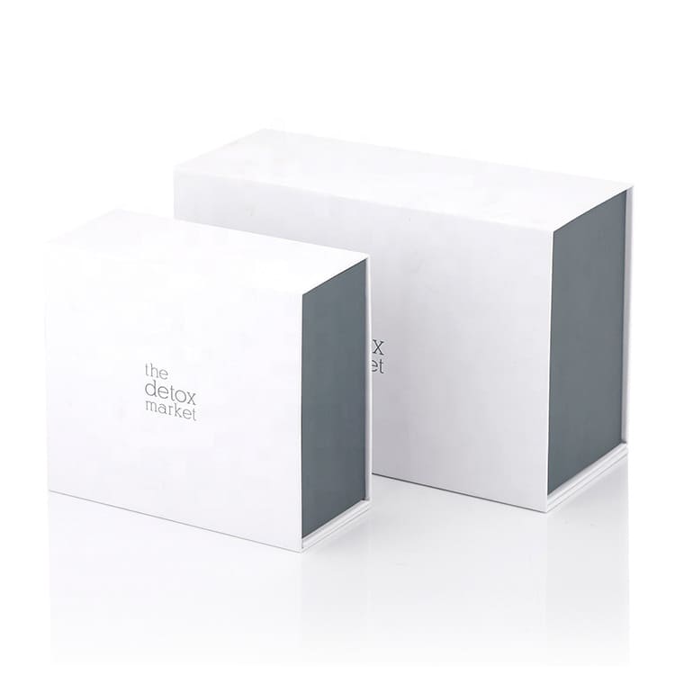 Custom Printed Pure White Folding Cardboard Flat Pack Magnetic Gift Box With Lids