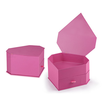 Customized Pink Luxury Creative Design Packaging Triangle Sliding Flower Boxes