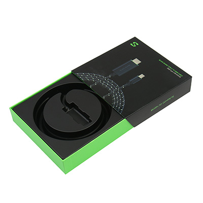 Custom Printed Data Cable Packaging Sliding Drawer Boxes With Foam Insert