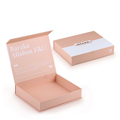 Custom Printed Pink Rigid Cardboard Packaging Magnetic Gift Box With Flip Lid