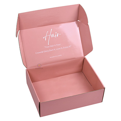 Custom Wholesale Hair Extension Packaging Pink Corrugated Shipping Boxes