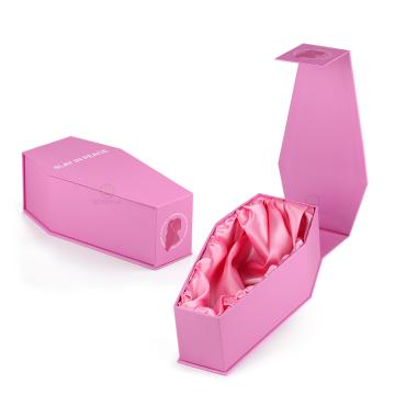 Special Shaped Polygonal Hexagonal Sliver Foil Logo Black pink perfume bone ash Coffin Paper Box