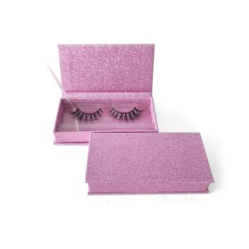 China Factory Private Label Magnetic Flip Open False Eyelash Package Glitter Eyelash Box With Ribbon