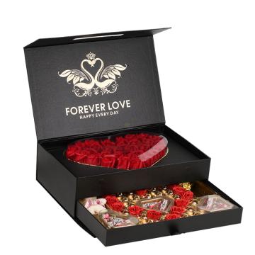 High End Rectangular Double-layer Rose Flower Valentine's Day Gift Packaging Box With Drawer